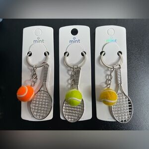 Mint Tennis Racket And Ball Keychain/ Bag Charm